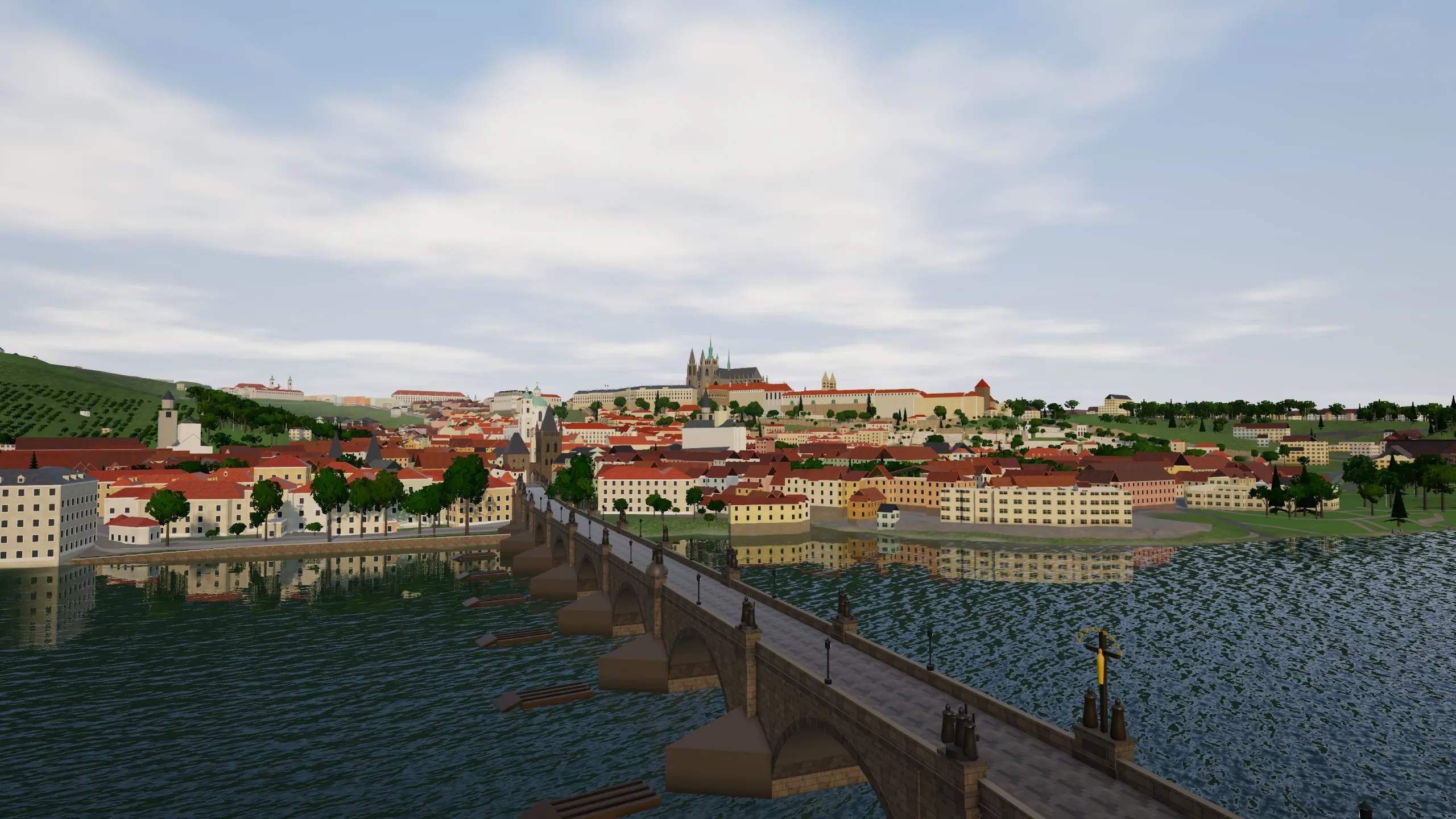 Prague from above the Vltava, morning